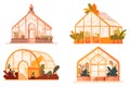 Hand Drawn Greenhouse building for cultivation in flat style