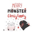 Cute and funny Christmas monsters Royalty Free Stock Photo