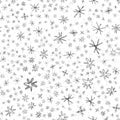 Hand Drawn grey Snowflakes Christmas Seamless Patt