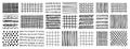Hand drawn grids patterns set. Doodle pencil texture collection. Abstract line backgrounds for design Royalty Free Stock Photo