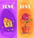 Hand drawn groovy love banner