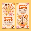 Hand drawn groovy love banners Royalty Free Stock Photo