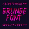 Hand drawn grunge alphabet font. Uppercase brush stroke letters.