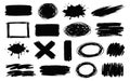 Hand drawn grunge design elements set featuring various black strokes, splatters, and scribbles for creative graphic Royalty Free Stock Photo