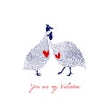 Hand drawn guinea fowls