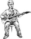 Hand drawn guitar player Royalty Free Stock Photo