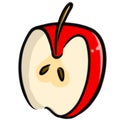 Hand-Drawn Half Apple Illustration Clipart