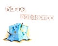 Hand drawn halloween background with gelatinous cube Royalty Free Stock Photo