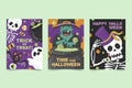 hand drawn halloween card creatures collection vector illustration