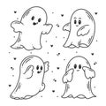 Hand drawn halloween cute ghost doodle collection Royalty Free Stock Photo