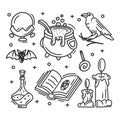 Hand drawn Halloween elements icon set collection Royalty Free Stock Photo