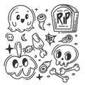 Hand drawn Halloween elements set collection Royalty Free Stock Photo