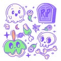 Hand drawn Halloween elements set collection full color Royalty Free Stock Photo