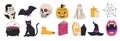 Hand drawn halloween elements set Royalty Free Stock Photo