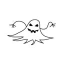 Hand drawn Halloween ghost doodle icon.