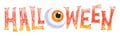 Hand drawn Halloween lettering with eyeball for inviting card or poster Royalty Free Stock Photo