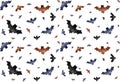 Hand drawn Halloween pattern. Background with bat Royalty Free Stock Photo