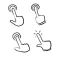 Hand drawn hand pointer click icon doodle illustration