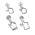 Hand drawn hand pointer click icon doodle illustration