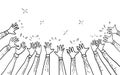 Hand drawn of hands clapping ovation. applause Royalty Free Stock Photo