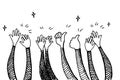 Hand drawn of hands clapping ovation Royalty Free Stock Photo