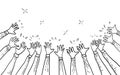 hand drawn of hands clapping ovation Royalty Free Stock Photo