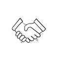 Hand drawn handshake illustration with doodle style vector isolated