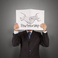 Hand drawn handshake sign as partnership business Royalty Free Stock Photo