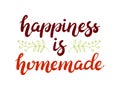 Hand drawn Happiness is homemade typography lettering colorful poster background