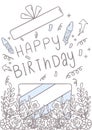 0002 Hand drawn happy birthday greeting card and party invitation