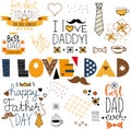 Hand drawn happy fathers day doodle items