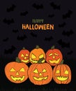 Hand drawn happy Halloween pumpkins Illustration Royalty Free Stock Photo