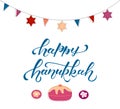 Hand drawn HAPPY HANUKKAH typography poster Royalty Free Stock Photo