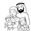 Hand drawn Happy Muslim Family-Vector Cartoon Illustration Royalty Free Stock Photo