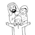 Hand drawn Happy Muslim Family-Vector Illustration Royalty Free Stock Photo