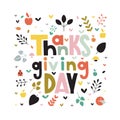 Hand drawn Happy Thanksgiving day text typography