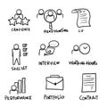 Hand drawn Head Hunting Related Vector Line Icons. Contains such Icons as Candidate, CV, Card Index, Outsource and more. doodle Royalty Free Stock Photo