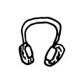 Hand Drawn headphones doodle. Sketch style icon. Decoration elem