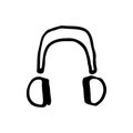 Hand Drawn headphones doodle. Sketch style icon. Decoration elem