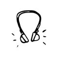 Hand Drawn headphones doodle. Sketch style icon. Decoration elem