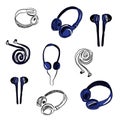 Hand drawn headphones set