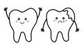 hand drawn of healthy and sick tooth characters