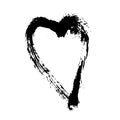 Hand drawn heart. Black brush in the shape of a heart, drops and strokes of paint, ink, splash, grunge Royalty Free Stock Photo