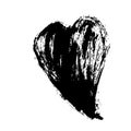 Hand drawn heart. Black brush in the shape of a heart, drops and strokes of paint, ink, splash, grunge Royalty Free Stock Photo