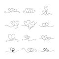 Hand drawn heart couple thin line shape.Vector illustration for your graphic design. Royalty Free Stock Photo