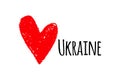 Hand drawn heart. I love Ukraine. Vector illustration.