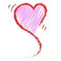 Hand-drawn heart icon with pink shaded fill