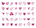 Hand drawn Heart Icons for valentines and wedding Royalty Free Stock Photo