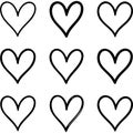 Hand drawn heart illustrations in a grid pattern Royalty Free Stock Photo