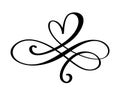 Hand drawn Heart love sign. Romantic calligraphy vector illustration divider icon symbol for t-shirt, greeting card, poster